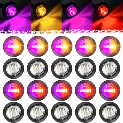 20x 3Wire LED Marker Lights 3/4'' Dual Color Truck Trailer Side Bullet Light 12V