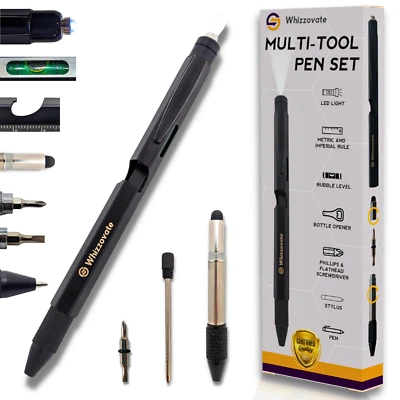 WHIZZOVATE Multi Tool Pen 9 in 1 - Tactical Pen - Pen Gift Set - MultiTool Pen Gadget Biro