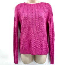 Vtg Covington Sweater Woman M Pink Cable Knit Angora Cashmere Wool Blend Luxury