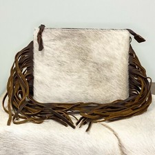 American Darling White Cowhide with Fringe Crossbody ADBG109BRAHFRNG