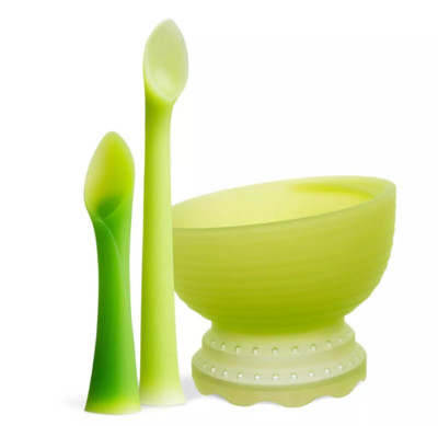 Baby First Training Set with Silicone Steam Bowl, Training Spoon & Feedi