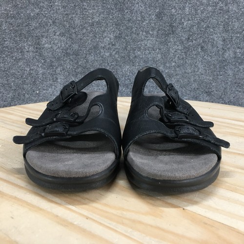 SAS Sandals Womens 7.5 Slingback Black Three Straps Buckled Open Toe Casual - Picture 7 of 17