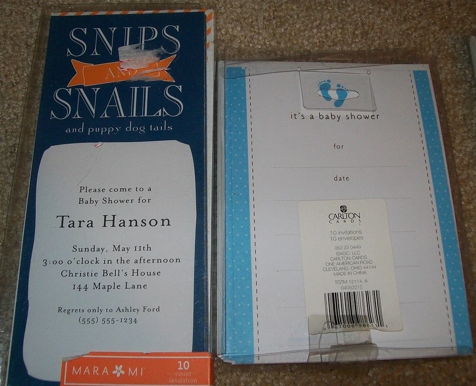 Lote de tarjetas de papelería recuerdos anuncios de nacimiento de invitaciones de baby shower para niños Foto 3 de 4