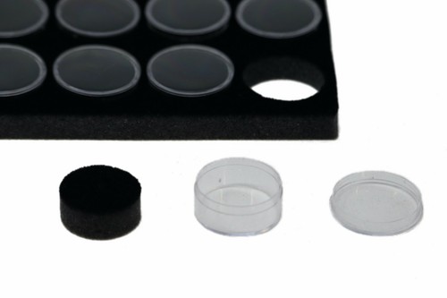 36 1/2 Dollar Size Lucite Cups in 14 x 8 x 1 Riker Display Case Coins Buttons - Picture 4 of 4