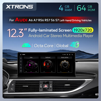 12.3'' Android 14 Retrofit Car Screen Retrofit GPS 64G 4G for AUDI A6 A7 C7 MIB