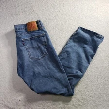 Levis 505 Jeans Mens 36x30 Blue Denim Medium Wash Regular Fit Straight Leg Adult