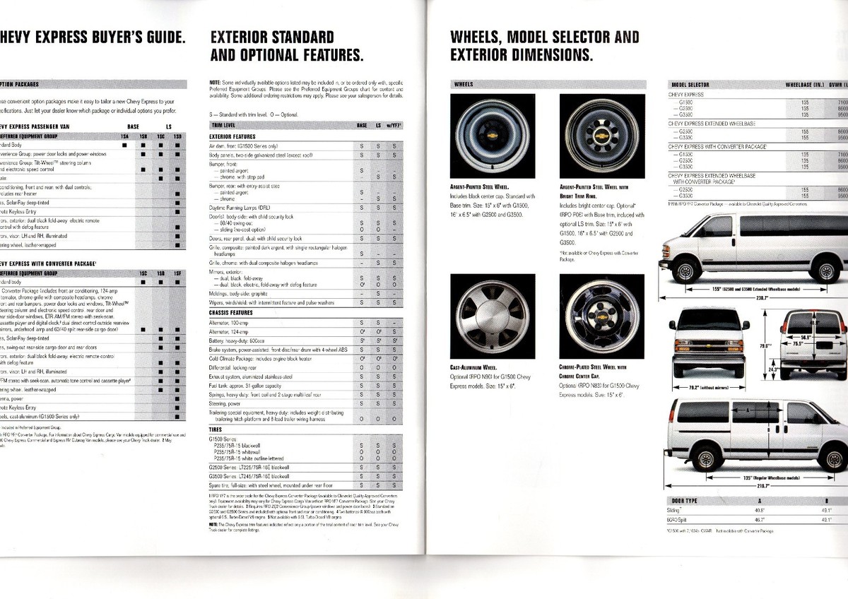 1999 Chevy EXPRESS / VAN Brochure / Catalog with Color Chart:LS