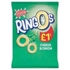 18 x Golden Wonder Ringos Cheese & Onion 40g - Full Box of Crisps Free Delivery