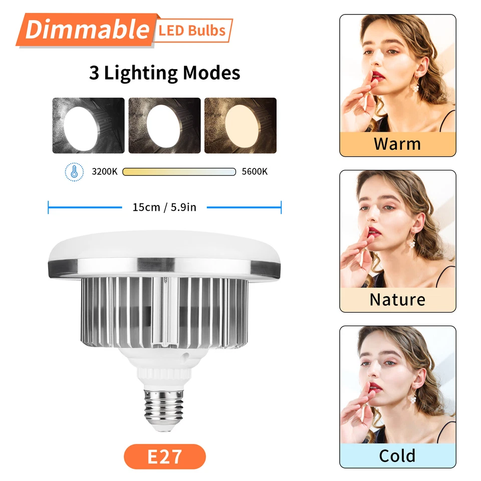 Photography E27 85W 3200K-5500K Video Studio LED Continuous Light Lamp Bulb - Image 2 of 4