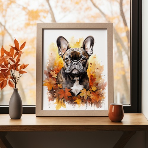 French Bulldog in Autumn Print, Modern Dog Painting, Pet Portrait - Picture 9 of 9