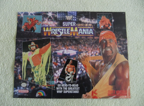 AFFICHE SUPER WRESTLEMANIA SUPER NINTENDO * LJN-SNS-WF-US *
