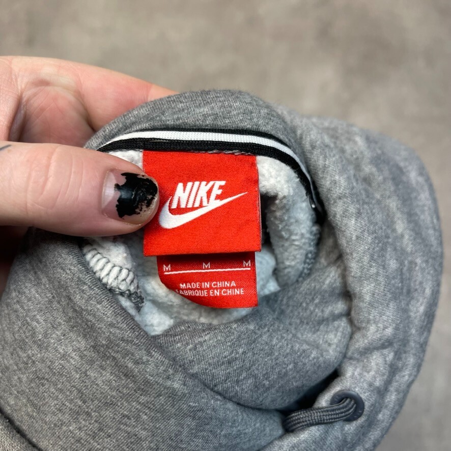 Nike Hoodie Womens Small Swoosh Club Logo Pull Over Sweatshirt, Grey, Medium image 8