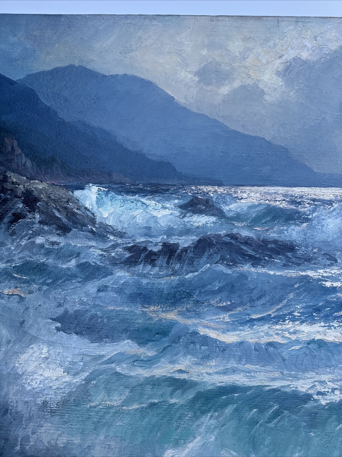 ALEXANDER DZIGURSKI PAINTING LARGE FINEST COASTAL 40 INCHES BEACH LISTED FAMOUS