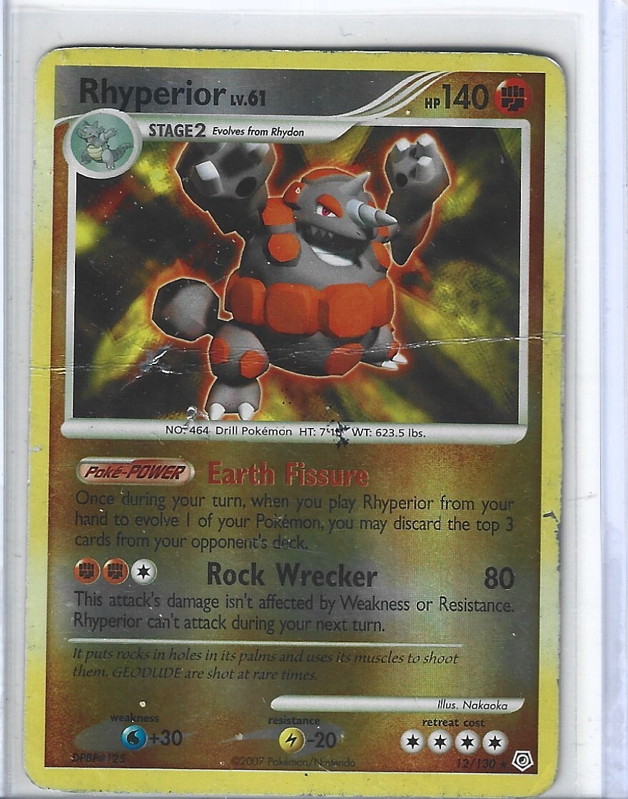 Pokémon TCG  Rhyperior 12/130  Diamond & Pearl Hologram Holo Trading Gard Game