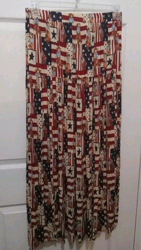 Vintage Sharon Young  Flag Cowgirl Western Tiered Maxi Skirt M 