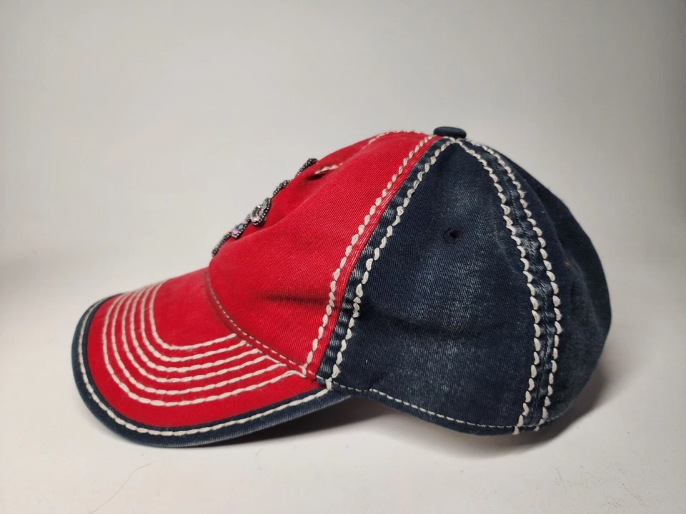 CHAPÉU DE BEISEBOL OLIVE & PIQUE, VERMELHO/AZUL/BLING - Imagem 4 de 4