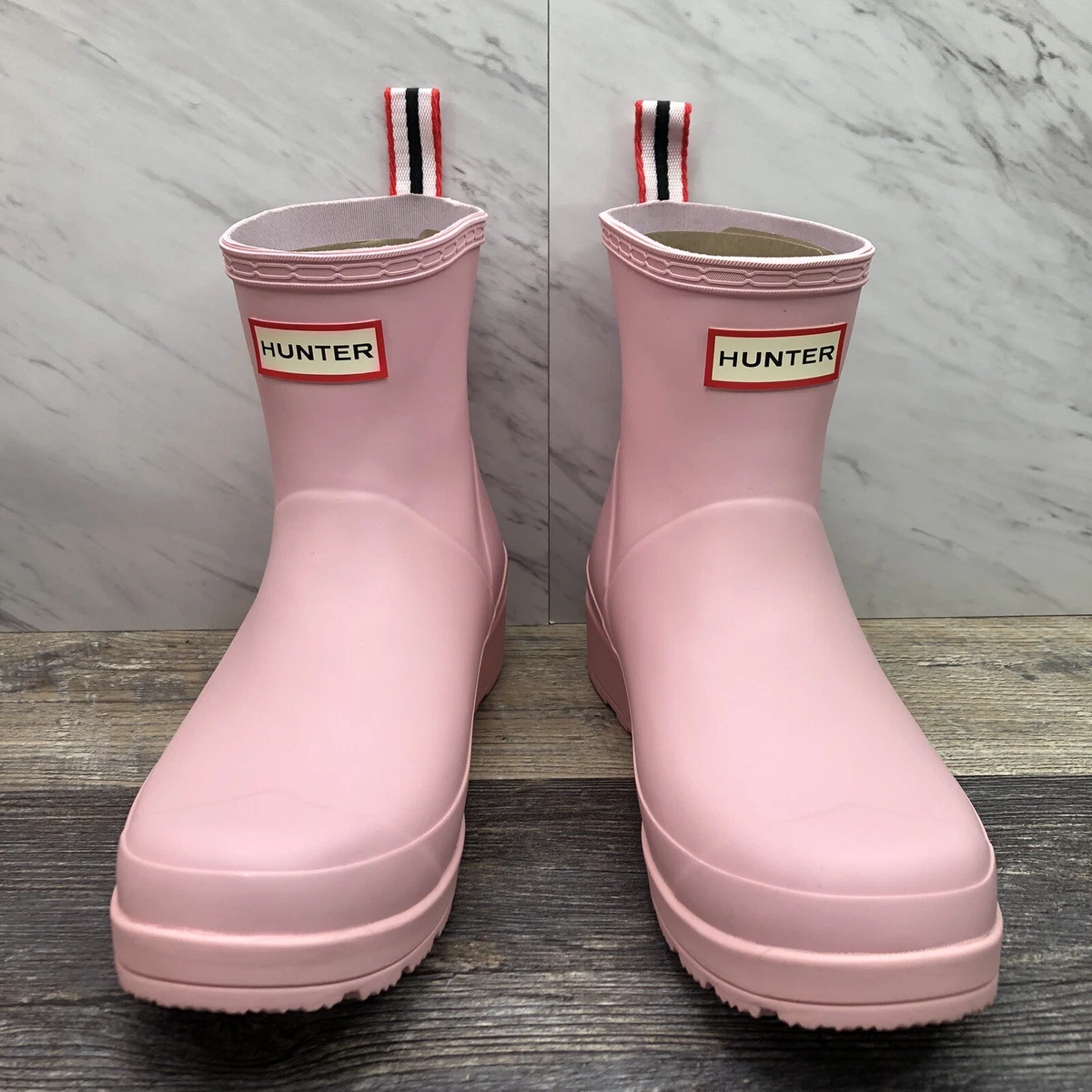 Pink hunter top wellies size 7