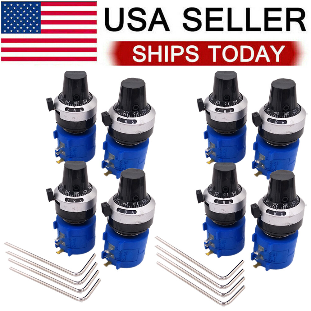 USA Stock 8 Sets 5K Ohm 3590S Potentiometer 10 Turn counting Dial Rotary Knob