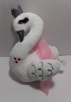 Preowned 11 Inch Hug Me White Swan With Pink TuTu Plush 