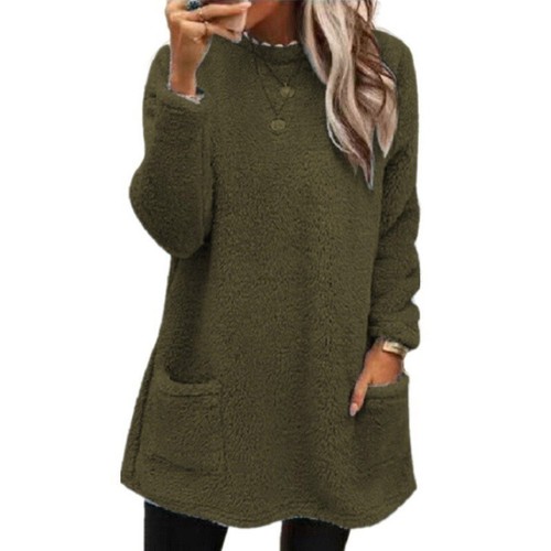 Woman Winter Fluffy Fleece Sweater Ladies Jumper Tunic Warm Plain Pullover Tops· - Picture 10 of 22