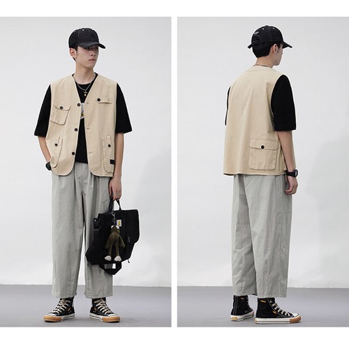 Gilet cargo uomo multitasche smanicato gilet giacca gilet estivo top sottile - Foto 8 di 15