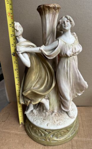 ANTIKE ROYAL DUX Bohemia "DREI GNADEN" Mädchen Figur Porzellan Lampenfuß 17" - Bild 2 von 21
