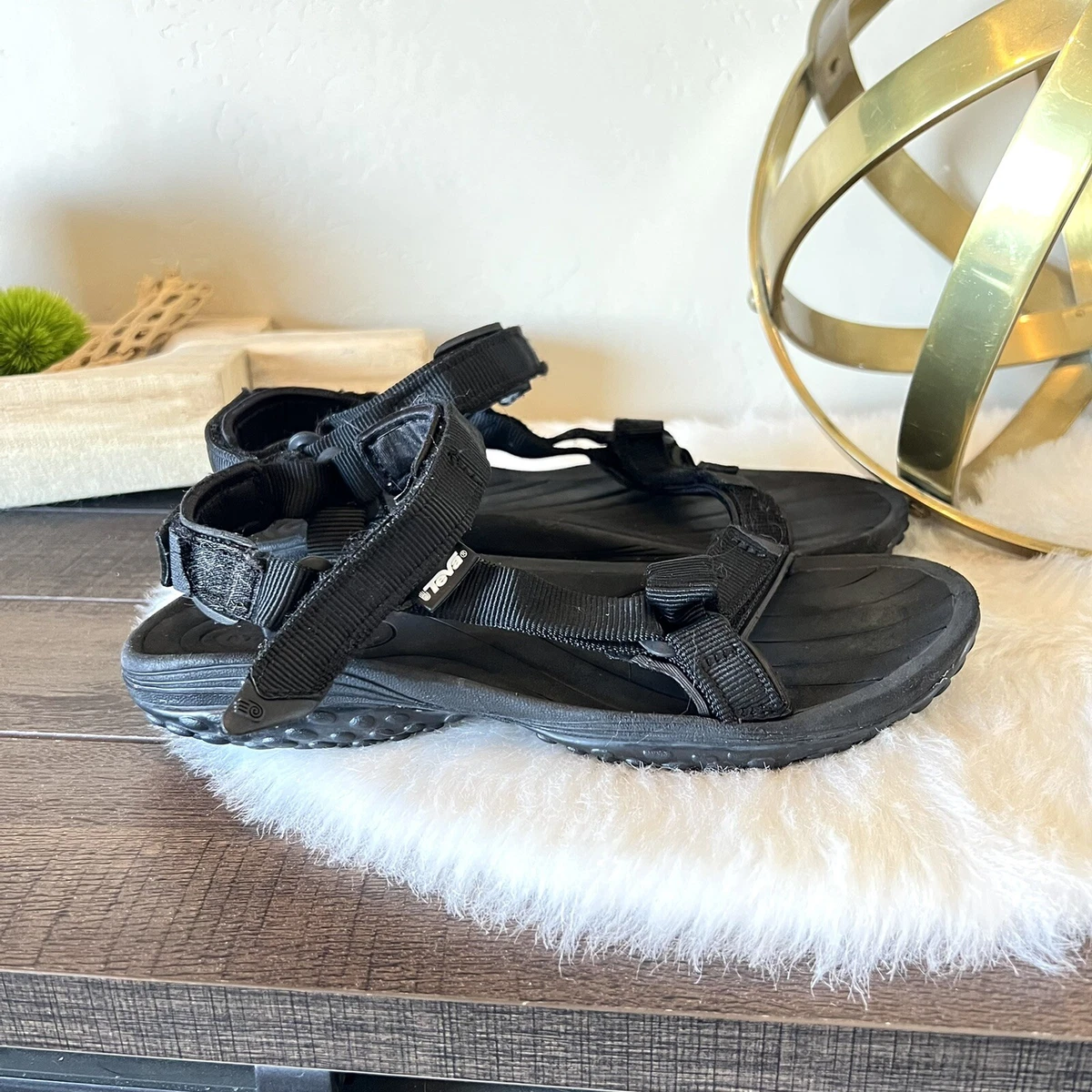 teva strap Sport sandals black shoc pad Water Hiking Size 8 eBay