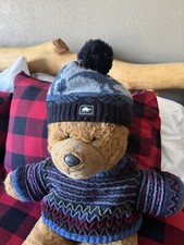 Turtle Fur Dinosaur Black Blue Beanie Kids Size Lined Pom Pom