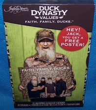 Valentines Day Cards (Box of 32) Duck Dynasty with Sticker Sheet & Poster