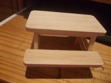 WOODEN TABLE AND BENCHES FOR A DOLLS HOUSE