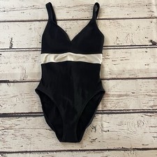 Jag Pro One Piece Swimsuit Womens 8 Black Blue High Cut Built In Bra Vintage