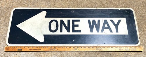 ONE WAY Left Retired Original Street Traffic Sign 12" x 36" Road Car Mancave