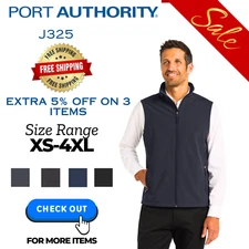 Port Authority J325 Mens Sleeveless Core Soft Shell Full Zip Vest With Pockets