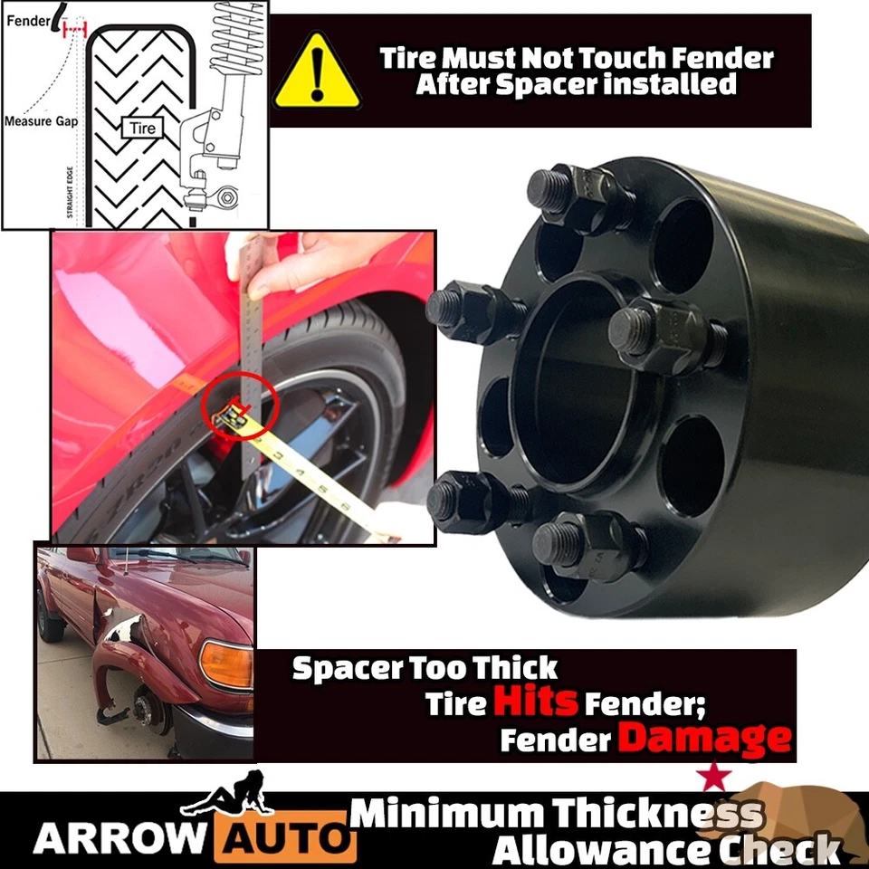 2x 3" 5x5" (127 mm) Hub Centrant Adaptador Espaciador Ajuste 07-18Wrangler/Grand Cherokee Foto 3 de 4