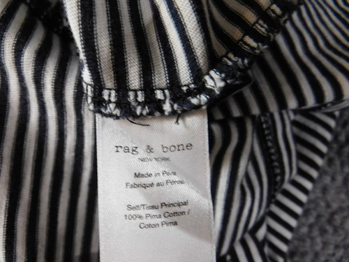 Rag & Bone dress Medium Shirt Womens black striped pullover stretch pima - Picture 6 of 11
