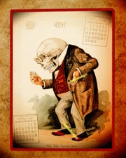 1897 March April TIS THE GENUINE  8x10 Antikamnia Halloween skeleton Art print