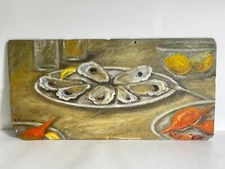 One of a Kind Original Oil on Slate Katherine Rutledge Oyster/Crab Platter