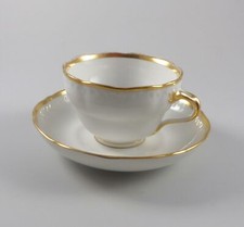 KPM Berlin Kaffeetasse Tasse Untertasse Spitzen Goldrand Pfennigmarke um 1860