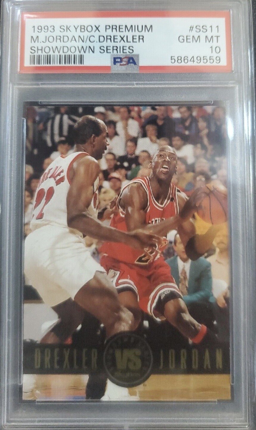 1993 SKYBOX PREMIUM MICHAEL JORDAN CLYDE DREXLER SHOWDOWN SERIES SS11 PSA 10 GEM