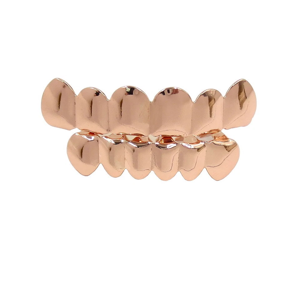 18K Gold IP Plated STAINLESS STEEL GRILLZ Top & Bottom Mouth Teeth Hip Hop Grill - Image 3 of 4