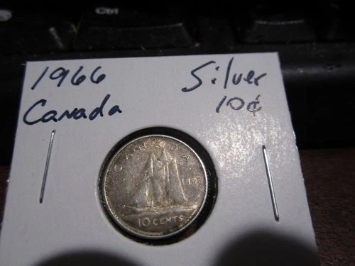 Canada 1966 -  10 Cent Dime Canadian Coin - 80% Silver - ASW 0.06 Oz
