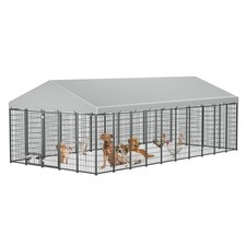 Large Outdoor Dog Kennel - Metal Roofed Pet Pen, Dog Run Enclosure Hutch