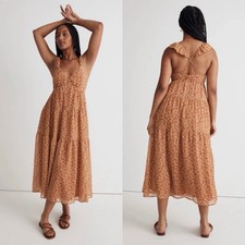 Madewell Georgette Ruffle Sleeves Tiered Midi Dress in Daisy Meadow Size 4