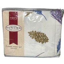 Sonoma Flannel Sheet Set Twin Size Cotton Winter Forest Cabin Autumn Lodge NWT
