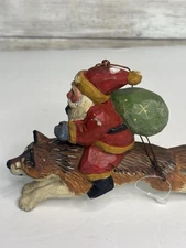 Rare 1995 House of Hatten Susan Smith Santa Riding Wolf  Ornament Figurine.