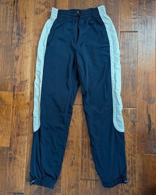 LCKR Mens Small Nylon Jogger Track Pants Blue Gray Drawstring Ankle Toggles