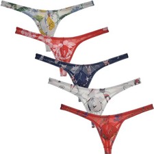 See-through Thong Men's Briefs Lace Underwear Enhancing Pouch Male Beach Bikini