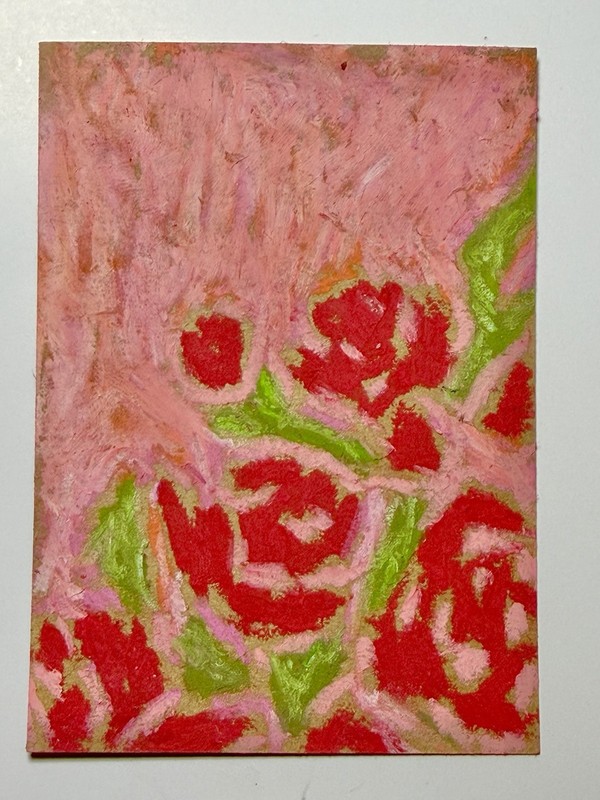ACEO Art Card Original Mixed Media Roses Flowers