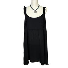 Boohoo Womens Sleeveless Mini Dress Size 24 (3XL) Square Neck Empire Black NWT