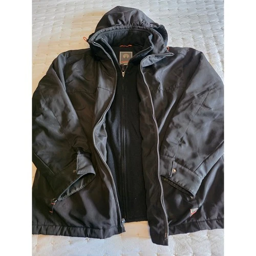 Weatherproof Garment Company Mens Black Fleece Lined Hooded Jacket Outdoor Coat image 3